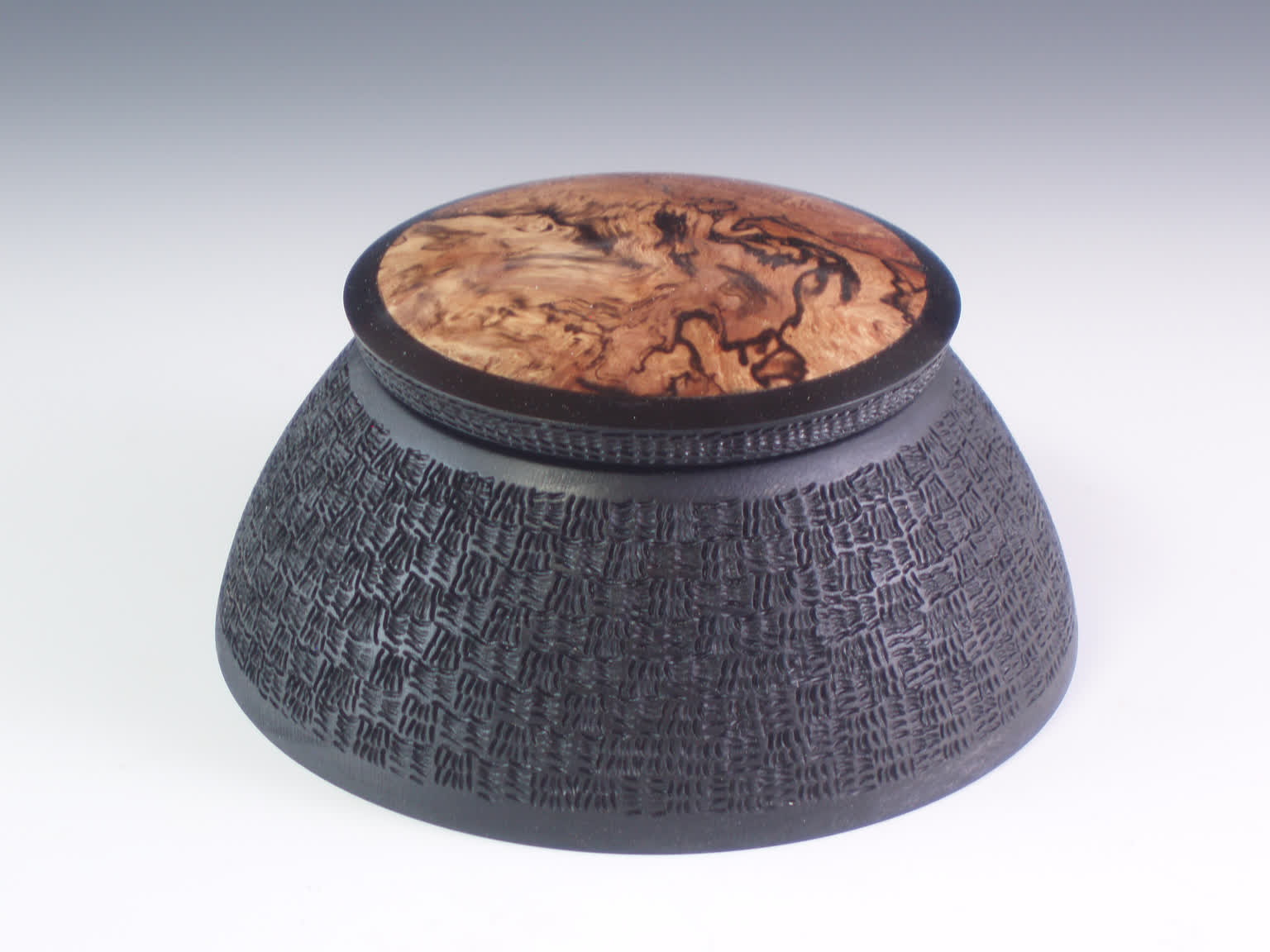 Ebonized and Textured Sycamore Vessel with Lid (C1012)