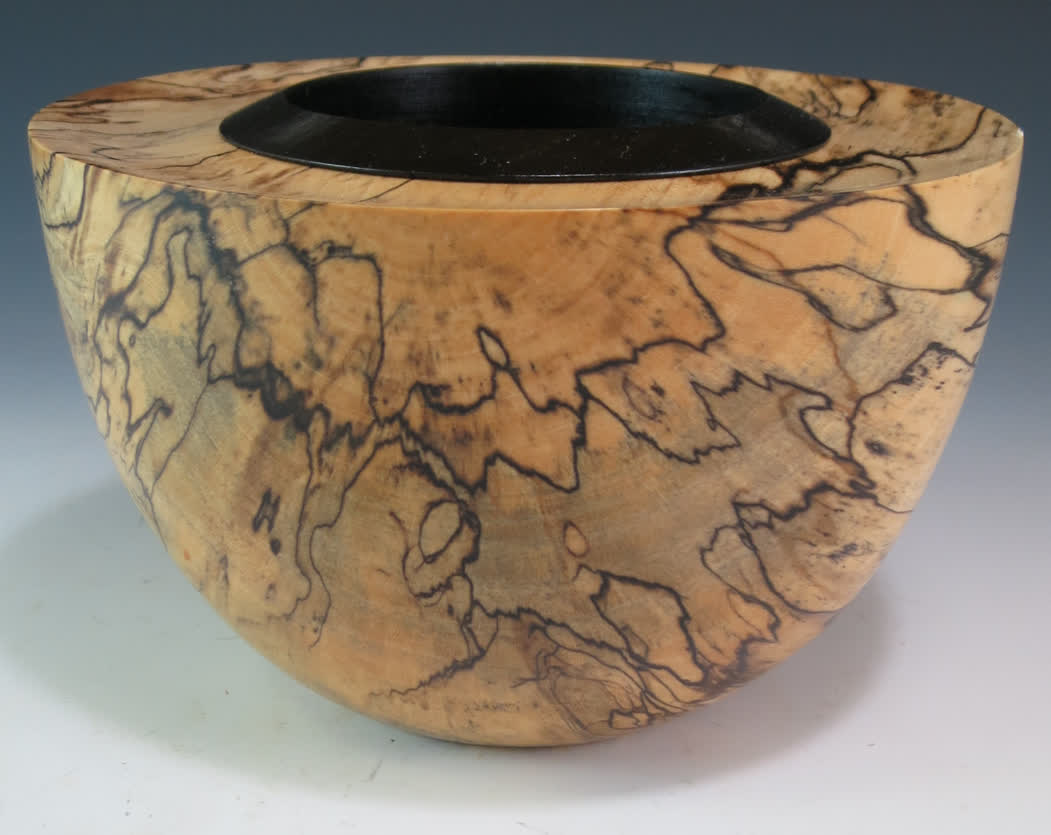 Vessel of Spalted Magnolia with Ebonized Cherry Trim (D1036)