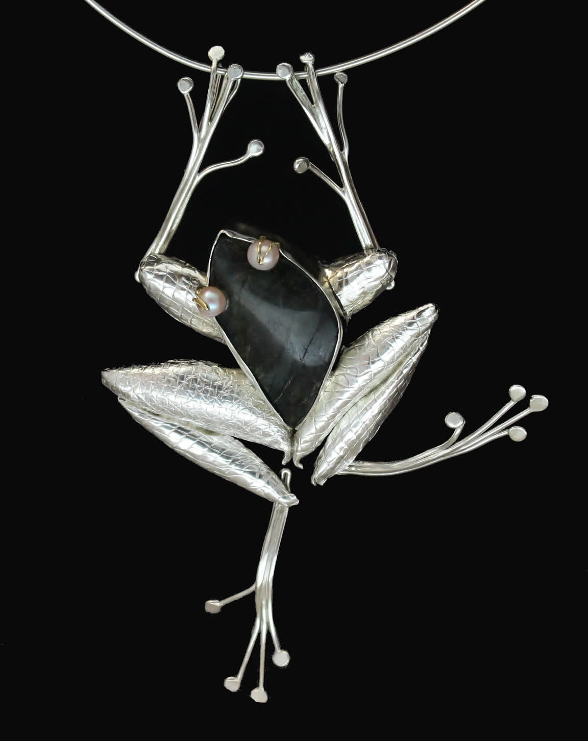 Labradorite Frog Sculpture and Slider